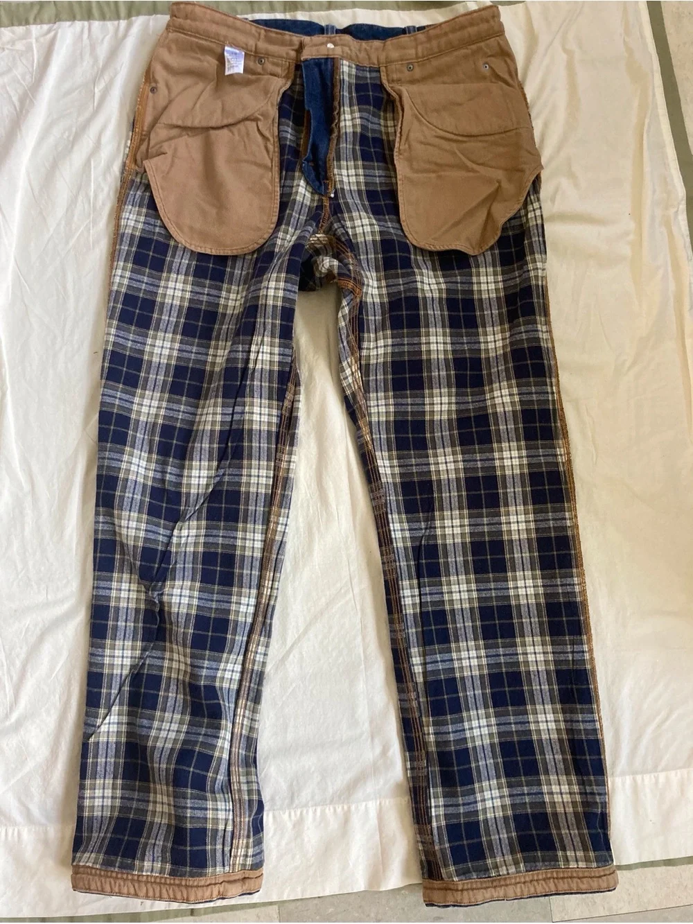 Duluth TradingCo. Men’s Ballroom PremiumDenim Jeans 36X32 Blue/Tan Flannel Lined